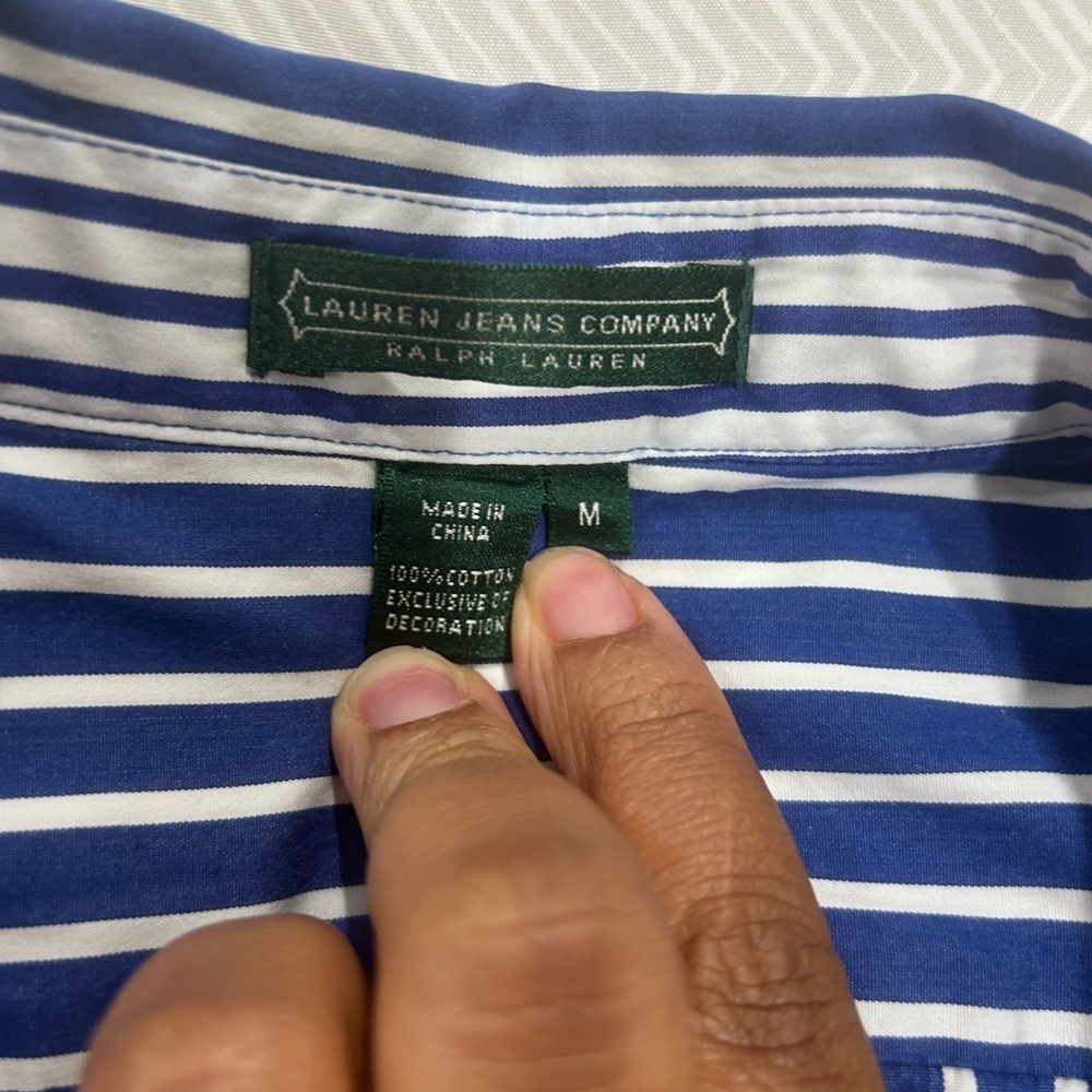 Ralph Lauren Navy and White Striped Shirt - Picture 5 of 6